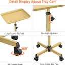 Salon Tray Cart Tattoo Tray Rolling Cart, Service Rolling Tray, Height Adjustable Styling Tray, Storage Tray Trolley for Beauty Salon Clinic Spa (Champagne Gold)
