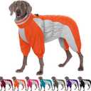 AOFITEE Dog Coat Warm Dog Puffer Jacket for Winter, Windproof Dogs Coat with Harness Built in, Reflective Turtleneck Dogs Winter Jacket Snowsuit, Full Body Fleece Coats for  Large Pet (Orange)