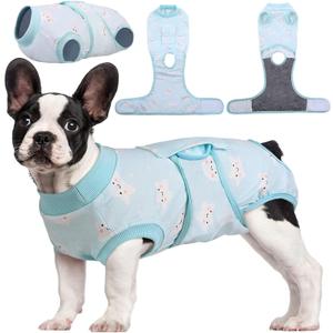 Kuoser Recovery Suit for Dogs Cats After Surgery, Professional Pet Recovery Shirt Dog Abdominal Wounds Bandages, Substitute E-Collar & Cone,Prevent Licking Dog Onesies Pet Surgery Recovery Suit (Blue), Size: Small (Back:11.4-13.4'', Weight:7-15 Lb)
