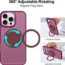ZIYE Wine Red Case for iPhone 16 Pro Max Case with Stand [Compatible with MagSafe] Heavy Duty Protection Military Grade Shockproof Magnetic Cover with 360 Rotatable Ring Kickstand for Women Men