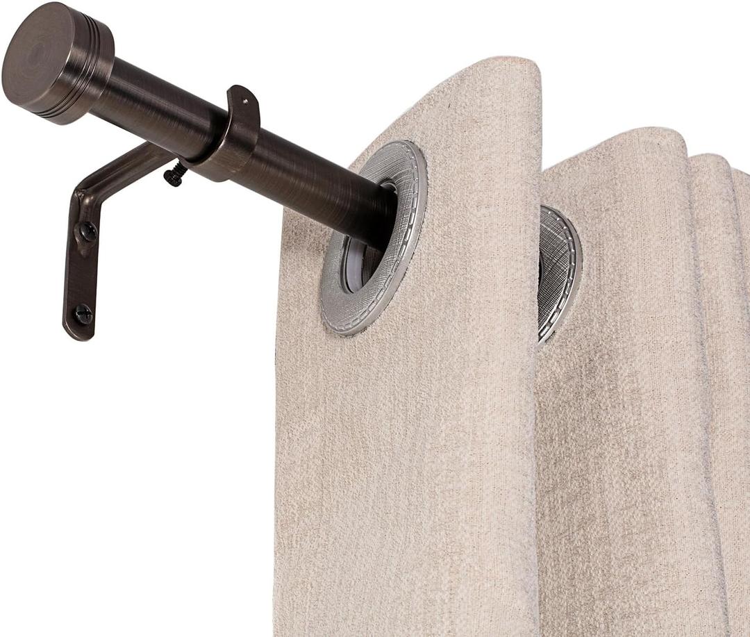 Adjustable Curtain Rods-18 to 45 Inches,1 Inch Modern Metal Drapery Rods,Adjustable Heavy Duty Curtain Pole with Simple End Caps((18"-45"Antique Nickel)