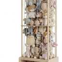 Knot-Free Wooden Stuffed Animal Storage Tower with Pre-Installed Cords, Montessori Stuffed Animal Zoo Furniture with Castle Top & Toy Chest, 57" Hand-Sanded Natural Wood (Montessori Castle), Large