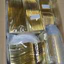 FOCUSLINE 600 Ct Gold Dinnerware Set for 100 Guests - Gold Rimmed Disposable Plastic Plates, Includes 100 Dinner & Salad Plates, Cups, Cutlery Set for Wedding Parties
