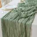 Sioloc 2 Pack Sage Green Cheesecloth Table Runner Spring Decor 10ft Boho Gauze Cheese Cloth Runner for Easter Tea Wedding Party Baby Bridal Shower Birthday St Patricks Day