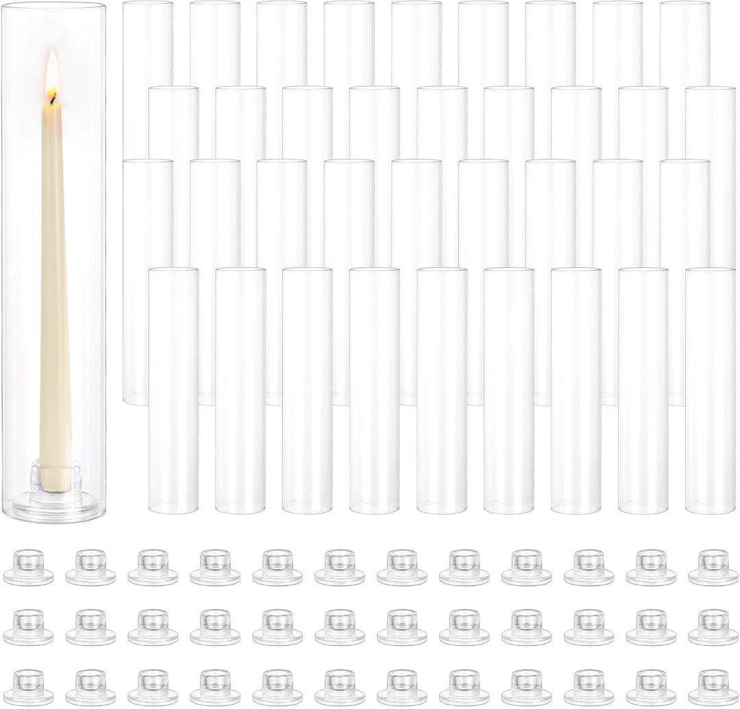 Hewory Hurricane Glass Candle Holders: 36 PCS Chimney Covers Bulk 12.6" H
Clear Taper Candlestick Holders for Wedding Party Table Centerpiece, Thickend Tall Candle Stick Holder for Event Organizers