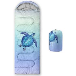 QOOMO Camping Sleeping Bags,3 Season Warm & Cool Weather, Lightweight, Waterproof Sleeping Bags for Adults & Kids, Traveling, and Outdoors, Camping Gear Equipment (Turtle 9)