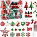 95pcs Christmas Ornaments Bulk, Red and Green Christmas Decorations Set for Tree with Hanging Strings, Shatterproof Baubles for Xmas Holiday Decor