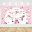 MEHOFOND 6x3.6ft Valentines Day Baby Shower Backdrop, A Little Sweetheart is on The Way Baby Shower Banner Background, Pink Valentine Day Gender Reveal Party Banner for Girls Photo Booth Props