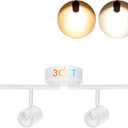 CLOUDY BAY 3 Color LED Dimmable 4-Head Track Lighting Kit,3000K/4000K/5000K Selectable 30W 2400lm CRI90,Adjustable Light Head Fixture for Accent Decorative Lighting,White