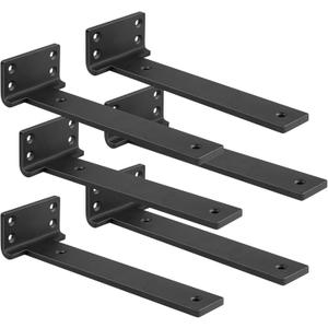 Floating Shelf Brackets 10 inch 6 Pack L Brackets for Shelves Black Metal Heavy Duty Shelf Bracket for DIY Decorative with Mounting Hardware