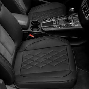 JOJOBAY 2pack Leather Car Seat Cover,Bottom Seat Covers for Cars,Front Seat Protector,Fit for 95% of Vehicles - Padded,Anti-Slip,Premium Leather(2 PCS,Black)