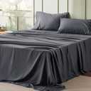 Bedsure King Size Sheets Grey - Soft Sheets for King Size Bed, 4 Pieces Hotel Luxury King Sheets, Easy Care Polyester Microfiber Cooling Bed Sheet Set