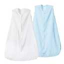 david's kids Muslin Cotton Baby Sleep Sack 18-24 Months, 2 Pack 100% Cotton Sleeping Bag for Summer, TOG 0.5 Baby Wearable Blankets with 2-Way Zipper, Soft Sleep Sack for Newborn Infant, White & Blue (X-Large)