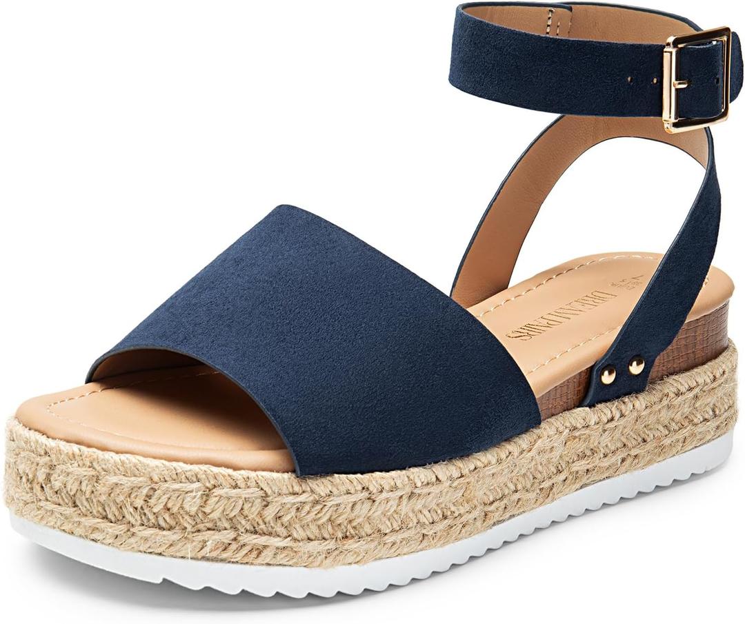 DREAM PAIRS Women's Platform Espadrilles Casual Ankle Strap Wedge Sandals Comfortable Dressy Summer Shoes, Size 9