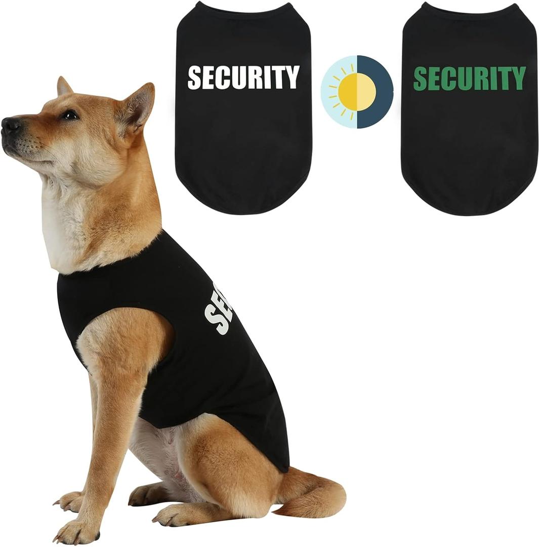 Upgraded Dog Security Shirt Vest for Puppy, Cat, and Dog, Technical Fabric with Fluorescent Printing, Large Medium Small (E3XL, Black)