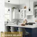 Large Pendant Lights Kitchen Island, 10.5" Farmhouse Black Pendant Lighting with Hammered Glass Shade, Vintage Hanging Light Fixtures for Dining Room Entryway, AD-22151-1PL-BK-H