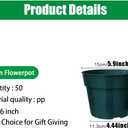 50 Pack 6 Inch Nursery Pots, Planting Grow Plastic Flower Pots, Thick Planters with Drainage Holes for Outdoor/Indoor Plants Succulent Herb (Green)