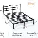 14 Inch King Size Bed Frame with Headboard, Heavy Duty Metal Platform Bed Frame King Size Mattress Foundation with Sturdy Steel Slats, Easy Assembly Noise Free
