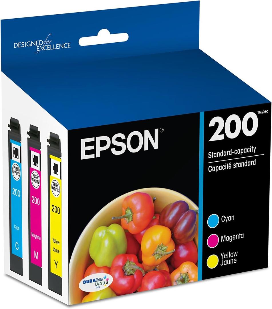 EPSON 200 DURABrite Ultra Ink Standard Capacity Color Combo Pack (T200520-S) Works with WorkForce WF-2520, 2530, 2540, Expression XP-200, 300, 310, 400, 410