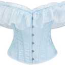 Corset Top for Women Renaissance Steampunk Bustier Top Sexy Lace Up Corset Top Festival Pirate Halloween Costume (Blue, M)
