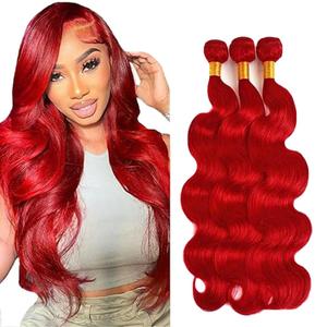 Red Bundles Human Hair Red Body Wave Human Hair Bundles 26 28 30 Inch 3 Bundle Unprocessed Brazilian Virgin Quick Weave Hair for Black Women