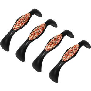 4 Packs Colorful Ditsy Flower Pattern Black Cabinet Pulls 5 Inch Hole Centers Drawer Pulls Dresser Handle Cabinet Hardware with Screws Kitchen Closet Drawer Door Handles (Multicolored 2)