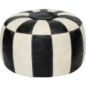 Thgonwid Unstuffed Moroccan Ottoman Pouf Cover, Ottoman Footstool Storage Solution, Bean Bag Chair, Foot Rest, Multi-Black&White