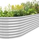 FRIZIONE Raised Bed Planter, 10FT(L)3FT(W)2FT(H), Galvanized Metal, Bottomless, Outdoor, White