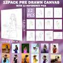 intonly 12Sets Sip and Paint Kit for Adults Girls Night, Pre Drawn Canvas to Paint for Adults, Pre Stretch Painting Kits for Adults (Whole Set)