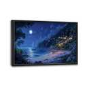 Large Coastal Wall Art, Oversized Blue Ocean Moon Night Pictures Wall Decor, Seashore Sailboat Canvas Prints Painting, Extra Framed Artwork for Living Room Bedroom Office Bathroom Corridor 36"x 24"