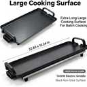 PineyPlace Electric Griddle for Bacon, Eggs, Pancake, Breakfast and Camping Grilling, 1400W NonStick Flat Top Indoor Grill, 5 Adjustable Temperatures, Dishwasher Safe, Black, 22.83 x10.24inches