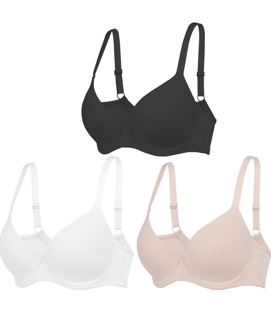 3Pcs Set Everyday Bra for Women T-Shirt Push Up Underwear with Support Anti-Sag Causal Comfortable Lingerie size L