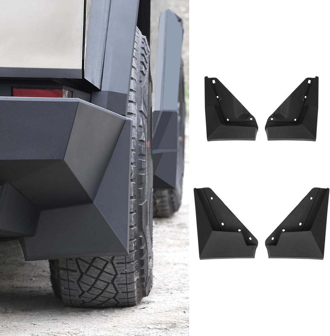 Mud Flaps Compatible with Tesla Cybertruck 2024, All Weather Fender Front & Rear Mud Guards 4PCS No Drilling Required Splash Guards for Cybertruck Accessories
