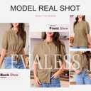 EVALESS Womens Button Down Shirts Cute Short Puff Sleeve V Neck Tops Spring Summer Blouses for Women Dressy Casual (L)