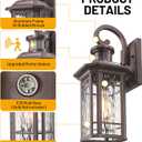 Outdoor Porch Light Motion Sensor Outdoor Wall Lights Exterior Motion Sensor Light, Lantern Cage Coach Carriage Light with Water Ripple Glass for Front Door Garage Patio