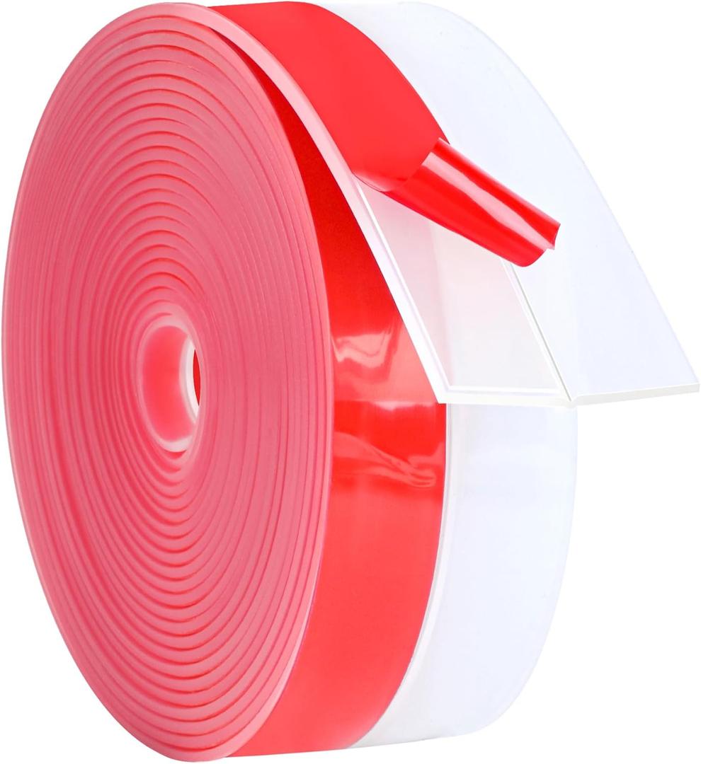 ToLanbbt Weather Stripping Silicone Door Seal Strip 2 in x 20 ft Door Draft Stopper Self Adhesive Door Draft Tape, Side & Bottom Gaps Insulation Strip for Glass Shower Door Sliding Door Window, Clear