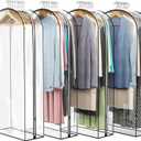 Liuoud Clear Garment Bag for Hanging Clothes 10 Gusseted, 50 Suit Bags for Open Closet Storage Plastic Clothes Cover for Coat, Dress, Shirts, Fur, Jacket, Wardrobe Protectors, 4 Pack