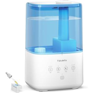 FABULETTA Humidifiers for Bedroom, 4.5L Warm and Cool Mist Humidifier Large Room for Home, 45H Runtime Room Humidifier with Detachable Top-fill Water Tank, 3 Mist Levels and Essential Oil Diffuser (Blue)