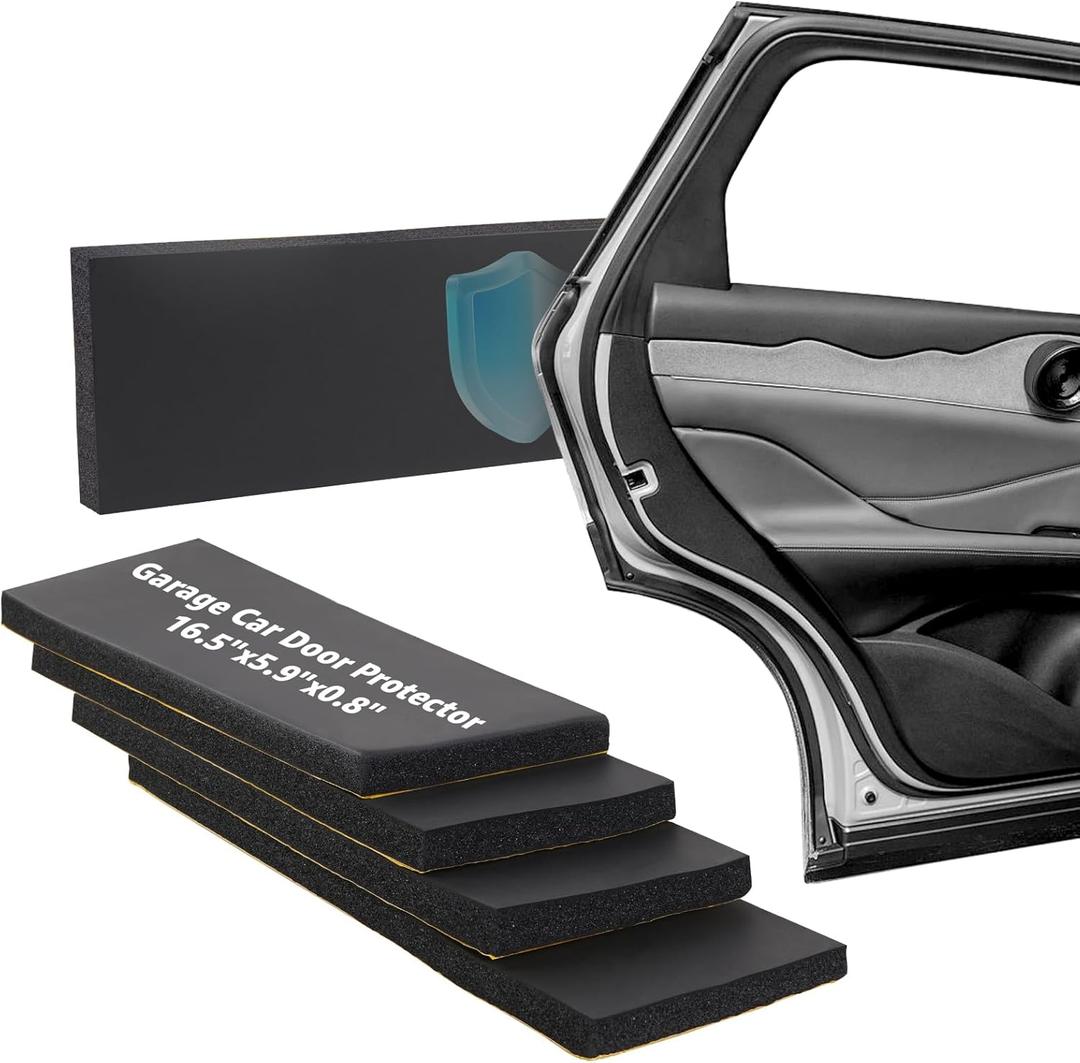 Garage Wall Protector, 4 Pack Garage Car Door Protector Bumper Guard for Car Doors Anti-Collision Waterproof Inflaming Ultra Self Adhesive EVA Foam for Warehouse (4 Pack: 16-17/32" x 5-29/32" x .79) (Black)