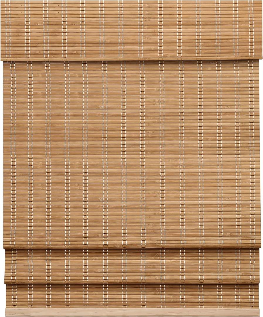 LazBlinds Cordless Bamboo Roman Shades, Light Filtering Window Treatment, Roll Up Bamboo Blinds for Windows, 26'' W x 60'' H