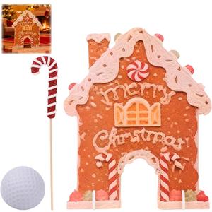 Berthg Gingerbread Golf Game Set: Mini Golf Course & Golf Board Game with Candy Cane Putter, Fun Christmas Party Game for Adults