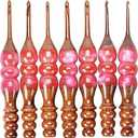 Wooden Crochet Hooks Set for Arthritic Hands | Ergonomic Soft Grip - Resin Mix Indian Rosewood Crochet Hook Set for Crocheting & Knitting (Pink, Set of 7)