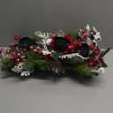 Christmas Candle Holder Xmas Decorations 3 Candle Holders with Snow Flocked Pine Cone Red Berries and Red Bow for Table Centerpiece Holiday Decor Christmas Decorations