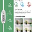 LORDEM Grow Light for Indoor Plant, Full Spectrum LED Plant Light, Height Adjustable Growing Lamp with Auto On/Off Timer 4H/8H/12H, 4 Dimmable Brightness, Ideal for Home Desk Plant Lighting, 2 Pack
