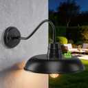Solar Barn Lights Outdoor, 12 Inch Dusk to Dawn Gooseneck Barn Light, Black Exterior Light Fixture Modern Outdoor Wall Lights Waterproof Industrial Farmhouse Wall Lamp for Porch, Barn, Garage, Shed