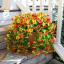 HyeFlora Artificial Flowers for Outdoors Decoration, 2Pcs Fake Hanging Spring Decor, Yellow and Orange Realistic Plants, UV & Fading Resistant Silk Flower for Porch Patio Balcony Planter Yard