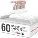 HOUSE DAY Velvet Kids Hangers 60 Pack, Premium Childrens Hangers for Closet, Ultra Thin Cute Clothes Hanger, Non Slip Small Felt Hanger 14 Inch for Kids Clothes, White