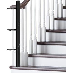 Chunful Universal Baby Gate Banister Adapter Wood No Hole Stairway Banister Adapter Mounting Kit for Pet Fit Round, Square, Irregular Post up to 42" Tall, Gate Not Included (Black)