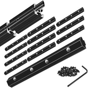 Seekliny 12pcs 2020 Straight Connector Corner Bracket Joint Plate 2020 Hardware T-Slotted Accessories V-Slot with Screws for 8020 Aluminum Profile 3D Printer Accessories Black