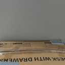 Lufeiya White Computer Desk with Fabric Drawers, 47 Inch Reversible Study Work Writing Desk for Home Office Bedroom, Simple Modern Cute PC Desks with Drawer, White